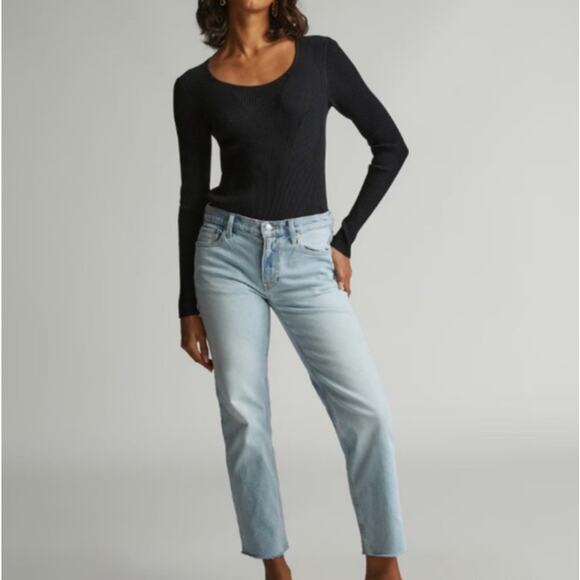 Everlane The Cropped Shortie Organic Cotton Light Wash Jeans Women's 27 Blue - Picture 1 of 11